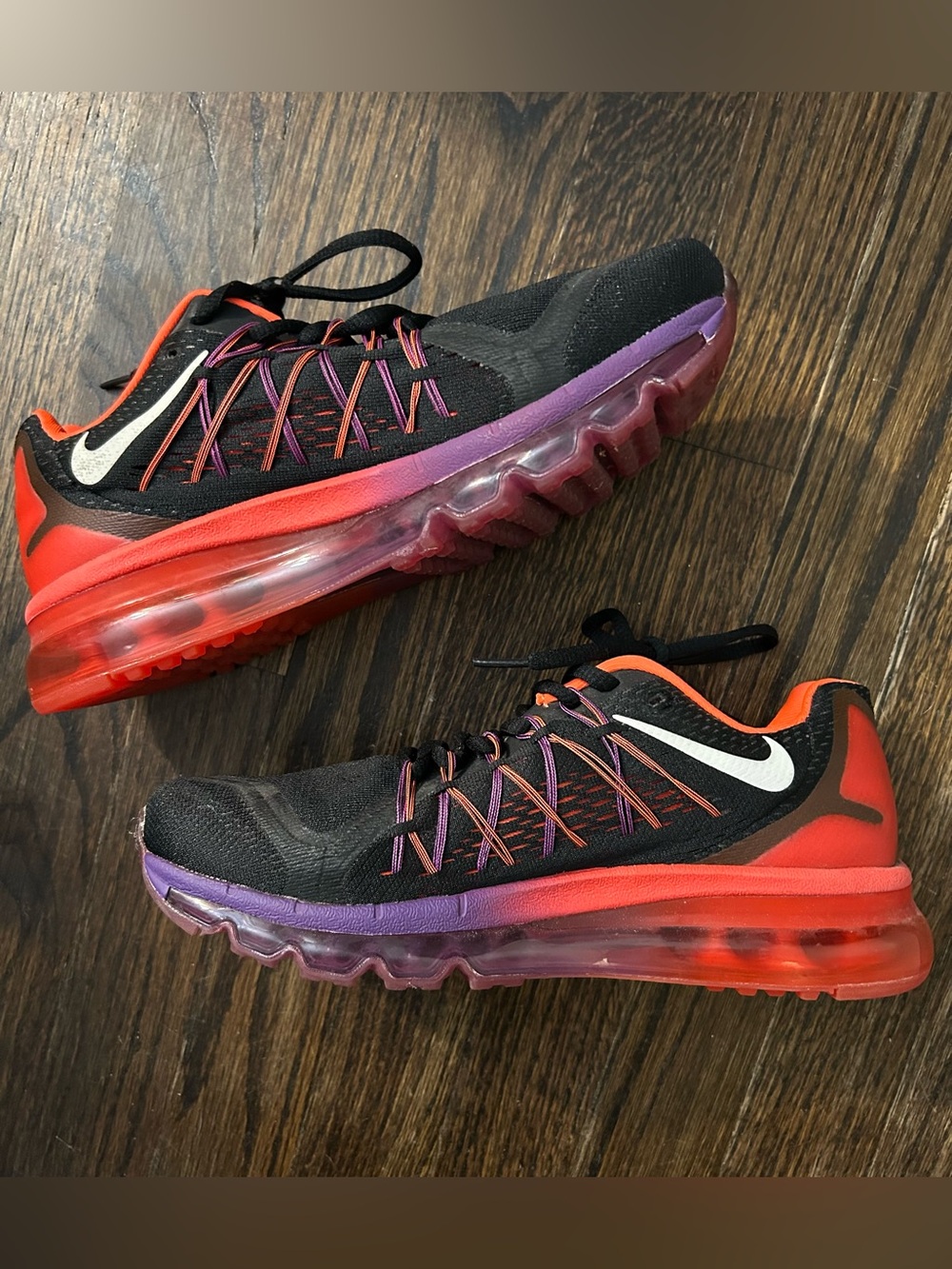 Nike Air Max 2015 Women’s 8.5 Black Hyper Punch Grape Running Shoes 698903-006